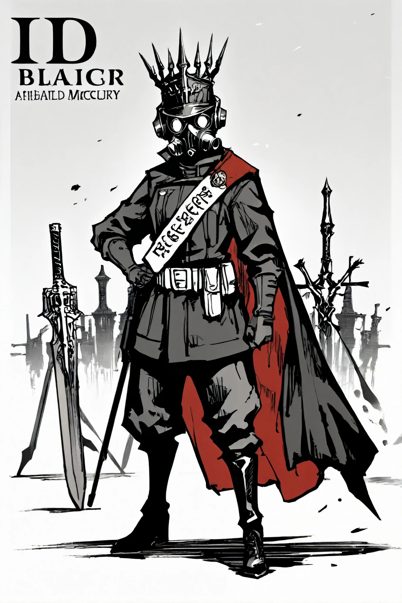 The uniform is a combination of a British officer's attire of the time and hidden tactical equipment, designed to operate both on the cobblestone streets of London and in the cursed ruins of Scotland.
Base tone : Navy blue with black and gold details, reflecting its affiliation with the Crown.
Long Armored Coat: With reinforced steel lining, capable of withstanding cuts, low-caliber gunshots and claw attacks. It is also imbued with protective seals against paranormal influences.
Helmet with Modified Plague Mask: Inspired by plague doctors, but improved with magnifying lenses, respirator with soot filter and ectoplasm detection system.
Runic Hunting Gloves: Designed with protective inscriptions to allow the safe handling of haunted relics and sacred weapons.
Patrol Boots: resistant to mud and designed for silent movement in night chases.
Ammunition and Relic Sash: A belt with silver bullets, wooden stakes , blisters of blessed mercury and sealing scrolls.
Ceremonial Sword "Excidium": A blade forged with sacred metal, capable of wounding specters and cutting through the flesh of regenerative beings.
Revolver "Galgatha Mk.II": A specially-made weapon that shoots lead bullets bathed in holy water and mercury, lethal to entities that are.
Symbol of Strength: A skull crowned with a cross of Saint George behind, } representing the fusion between the power of the monarchy and the brutality of supernatural hunting.