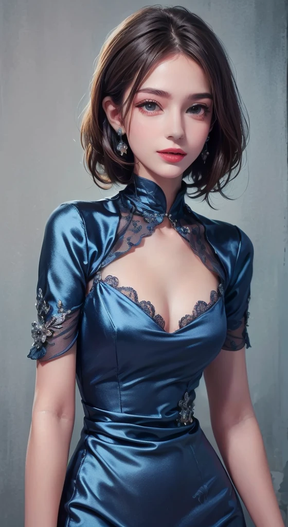 ( liyitong-girl-9000:1.2), 1girl, Perfect female body,(Smooth, delicate and reflective skin), breasts, solo, (cleavage),  large breasts, green eyes,bare shoulders, parted lips,( closed mouth:1.3), 
( dark makeup:1.1),( black eyeshadow:1.2), ( short hair, blue hair), ( bob cut), multicolored hair, black hair, (diagonal bangs:1.2),
(sheath dress:1.2), (Camel coat:1.2), (clothing cutout:0.8), (sweat soaked),(upturned small nipples:1.1),bust line,
Fashion accessories, hair ornament, (looking at viewer:1.3),[light smile|blush], spectacle, detailed background,(street style wear:1.2), (city background:1.2), (cowboy shot:1.4),

astonishment, soft skin, d&d, trending on artstation, intricate details, highly detailed, pencil drawing, sketching, unreal engine, greg rutkowski, oil painting, heavy strokes, paint dripping,dreamlikeart,
(masterpiece:1.5),( best quality:1.5),( highest quality:1.5), cinematic lighting, (volumetric lighting), extremely detailed CG unity 8k wallpaper, ultra realistic, photorealistic, sharp focus,  (HDR:1.2), (high contrast), (detailed and intricate:1.5), instagram, portrait, highly detailed, digital painting, artstation, concept art, smooth, illustration, vibrant,