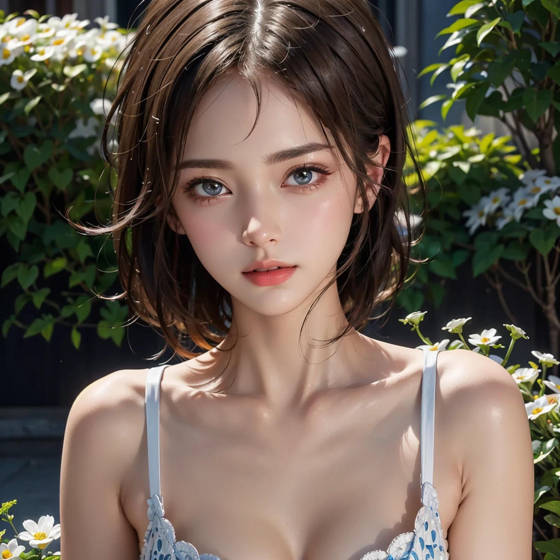 Woman lying in bed、Fubuki、Black Hair、Green Eyes、short hair、(Big Breasts:1.2)、good、White bra、White Micro Bikini Pants、、Indoor break、office、Breaking the crowd(masterpiece:1.2)、highest quality、High resolution、Unified 8k wallpaper、(shape:0.8)、(Fine and beautiful eyes:1.6)、Highly detailed face、Perfect lighting、Highly detailed CG、(Perfect hands、Perfect Anatomy)