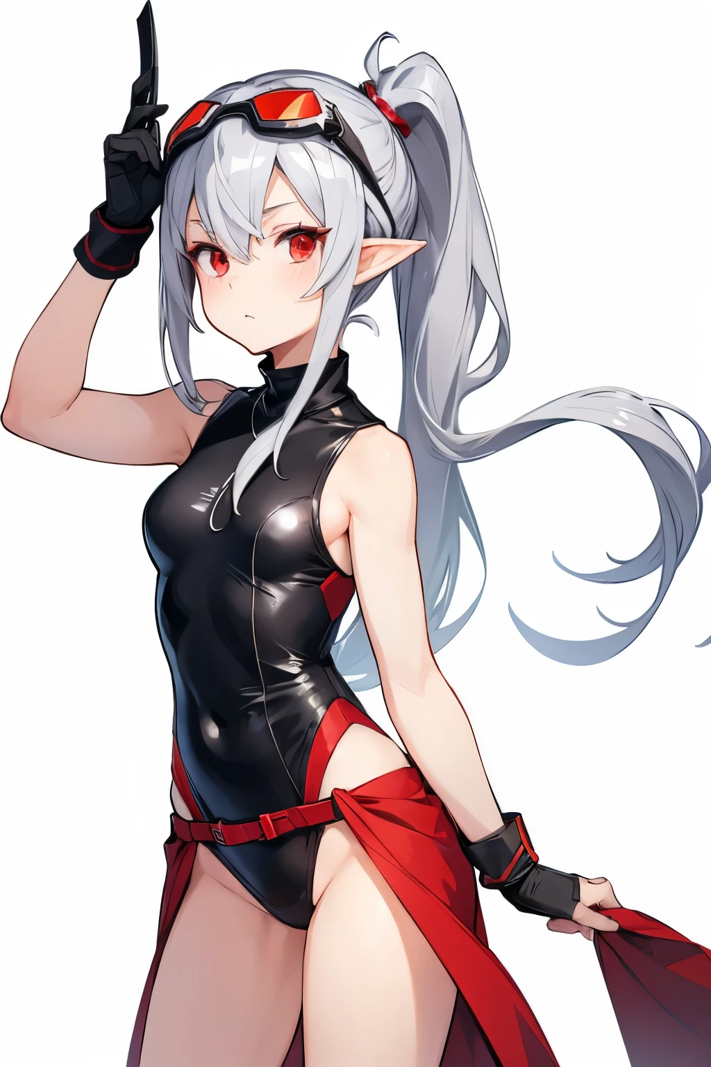 Frieren, twintails, earrings, small tits, thighs, BDSM, belts, underware latex,