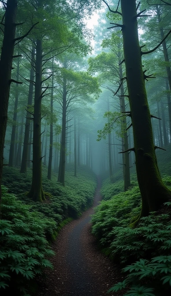 This is Aokigahara, the infamous Suicide Forest at the base of Mount Fuji. The thick vegetation swallows the light, making it easy to lose direction. Legends say that lost souls and spirits, known as yūrei, wander through the trees, luring the living into the depths of the forest."
