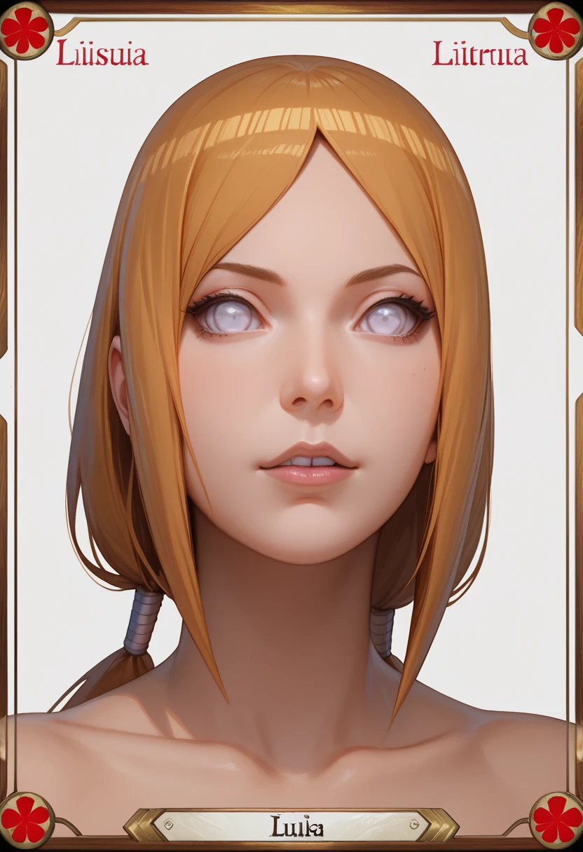 (masterpiece, 8k, best quality, highly detailed, 1 mature female), ((collarless)), ((white color long hair, pony tail, yellow eyes)), seductive smile, (Highly detailed face and skin texture, detailed eyes), white background, variation angle view, (multiple view, multiple angle), side view, front view, back view