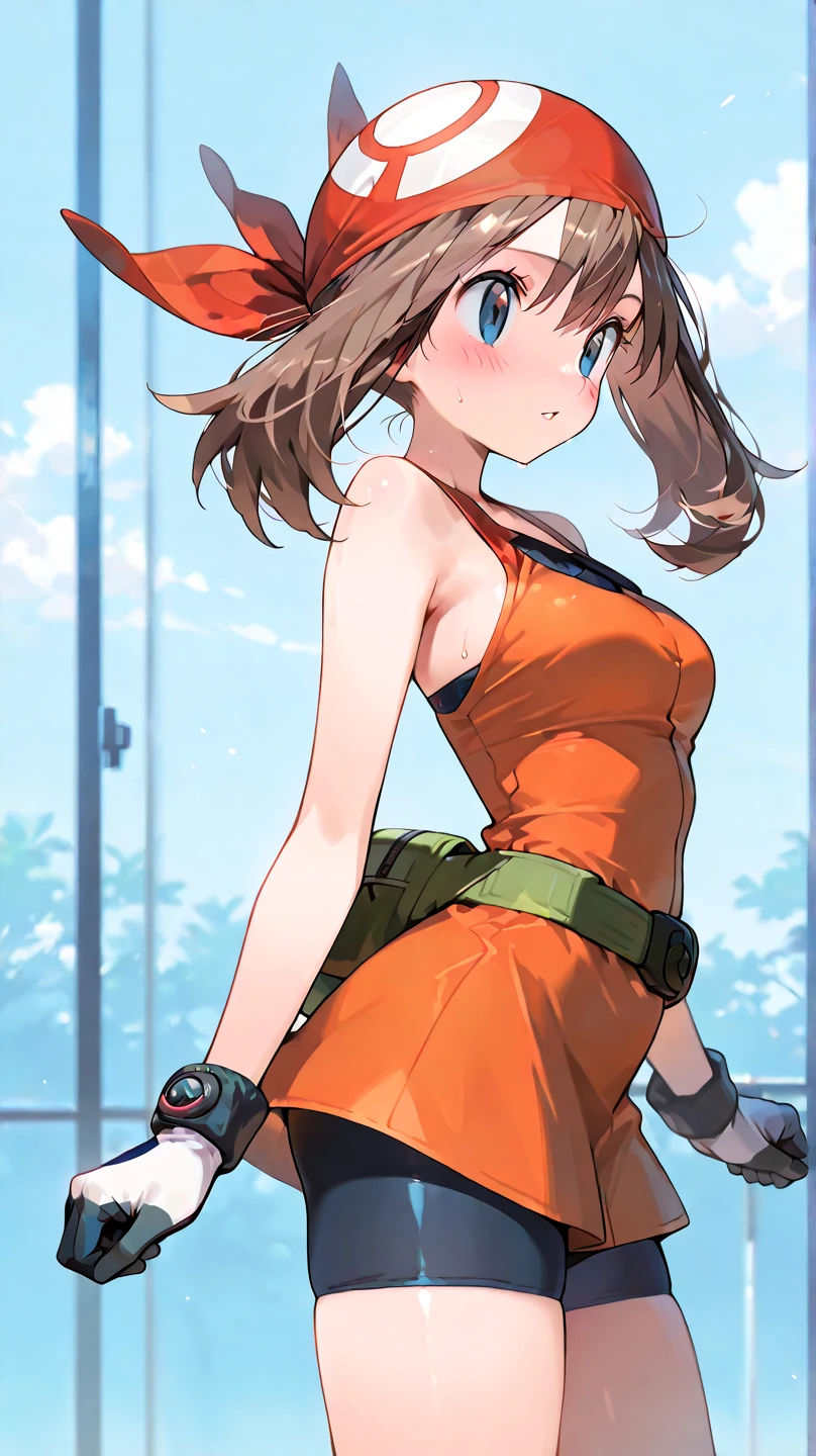 2D Anime Style、Beautiful and shining eyes,Large breasts、Bronze Short Hair、Bodysuits、Dynamic Angle、Buckshot(I'm sticking my butt out here)