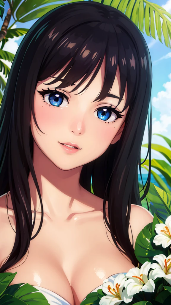 Highest quality, masterpiece, Very detailed,One girl,Completely naked、 (Detail Light), Boa Hancock,, (masterpiece:1.5), Detailed Photos, smile,(8K, Realistic, Highest quality: 1.4), (One girl), Beautiful Face, (Anime realistic face), (Black Hair, Long Hair: 1.3), Beautiful hairstyle, Realistic eyes, Beautiful details in the eyes, (Realistic Skin), Beautiful Skin, Absurd, Charm, 超High resolution, Ultra-realistic, High resolution, Beach Background, Large Breasts,,