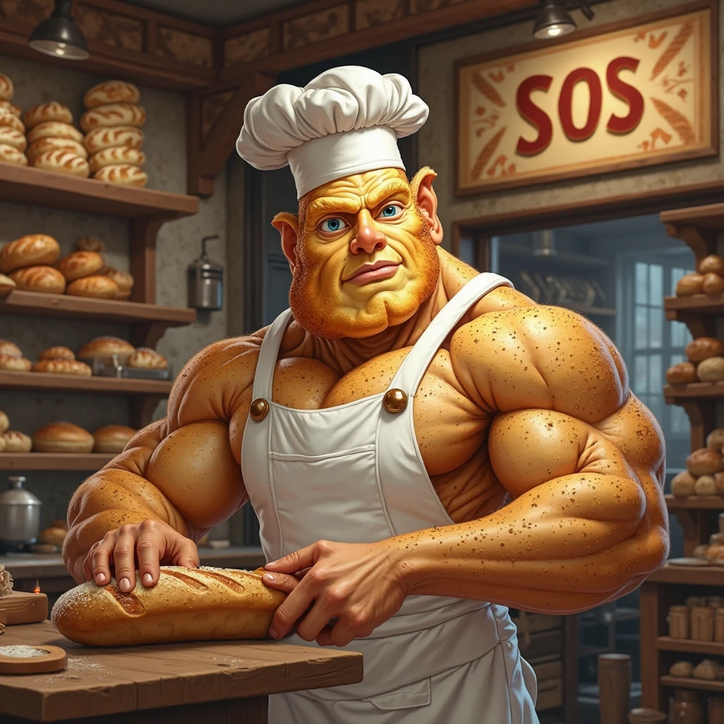 un logo de una verdura papa en dibujo haciendo ejercicios con unos brazos bien musculosos, levantando una pesa y con unas letras abajo que digan "Protein Fries Potato"