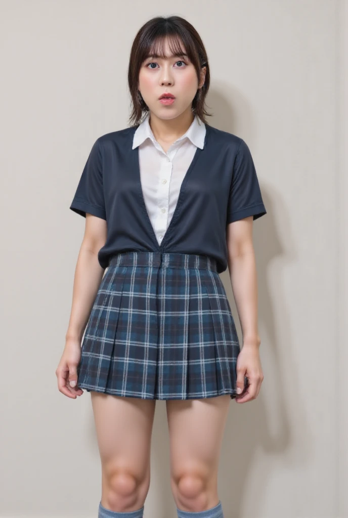 seifuku cosplay,seifuku cosplayershort hair,arm behind,front body, front face, slender body,standing ,(8k, RAW photo, best quality, masterpiece:1.2), (realistic, photo-realistic:1.37), ultra-detailed,(detailed beautiful girl:1.4),1 girl, full body shot,
