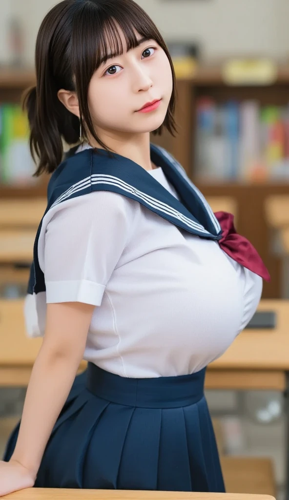 NSFW, (masutepiece), (photo realistic1.4), 超A high resolution, Best Quality, 8K, Soft light, Blurry background,
BREAK 
1girl ,ars, Very beautiful junih school girl, Beautiful face, Beautiful face, Perfect face, cute symmetrical eyes, 二重まぶた, slender, (Huge breasts:1.7),large full breasts, Pants are visible、puffies_, election , Sweaty body, (Short shaggy hair, dark brown hair),
1girl in, (School uniform, Short sleeve sailor suit), Red tie, Colossal tits, Pleated skirt, Skirt lift, ((cum dripping , cum on the body)),
break
Evil smile, ((embarrassed, shame)), Full face blush, breathing deeply, Looking at Viewer, Open legs:1.5