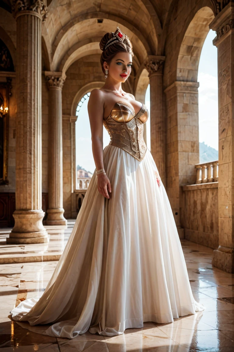 (Masterpiece.Uhd.photorealistic) ((full body shot)). 1 ultra hot gorgeous European woman, age 23, ethereum crypto goddess, beautiful detailed eyes, beautiful detailed lips, extremely detailed face, long eyelashes, flawless porcelain skin, flowing golden hair, elegant posture, graceful movements, serene expression, detailed intricate silver and gold jewelry, ornate flowing dress, shimmering ethereal aura, dramatic dramatic lighting, cinematic composition, vibrant vivid colors, dramatic shadows, studio lighting, ultra-fine painting, sharp focus, physically-based rendering, extreme detail description, professional, vivid colors, bokeh. Outside scenery.BREAK
Perfect anatomy.
perfect hair.
perfect breast.
perfect body.
perfect hands.
perfect face.
perfect eyes.
accurate.
anatomically correct.