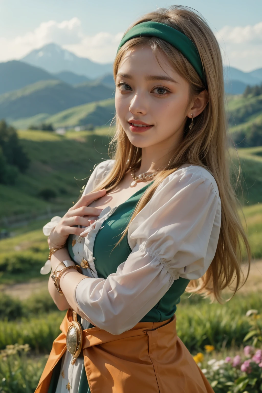 Highest quality, very detailed, key visual,
8k, High Resolution,Blonde、
Round Breasts, medium breasts
(simple background,:1.3)
1 girl, (slender:1.2),( muscular:0.6),
Veronica \(\)
red hat
purple eyes
red dress
puffy short sleeve
jewelry
bracelets
standing , sexy pose where you can hold your chest, Watching Viewers ,
Dutch angle, bottom , low angle short, staff.dynamic pose、
smile, parted lips Watching Viewers