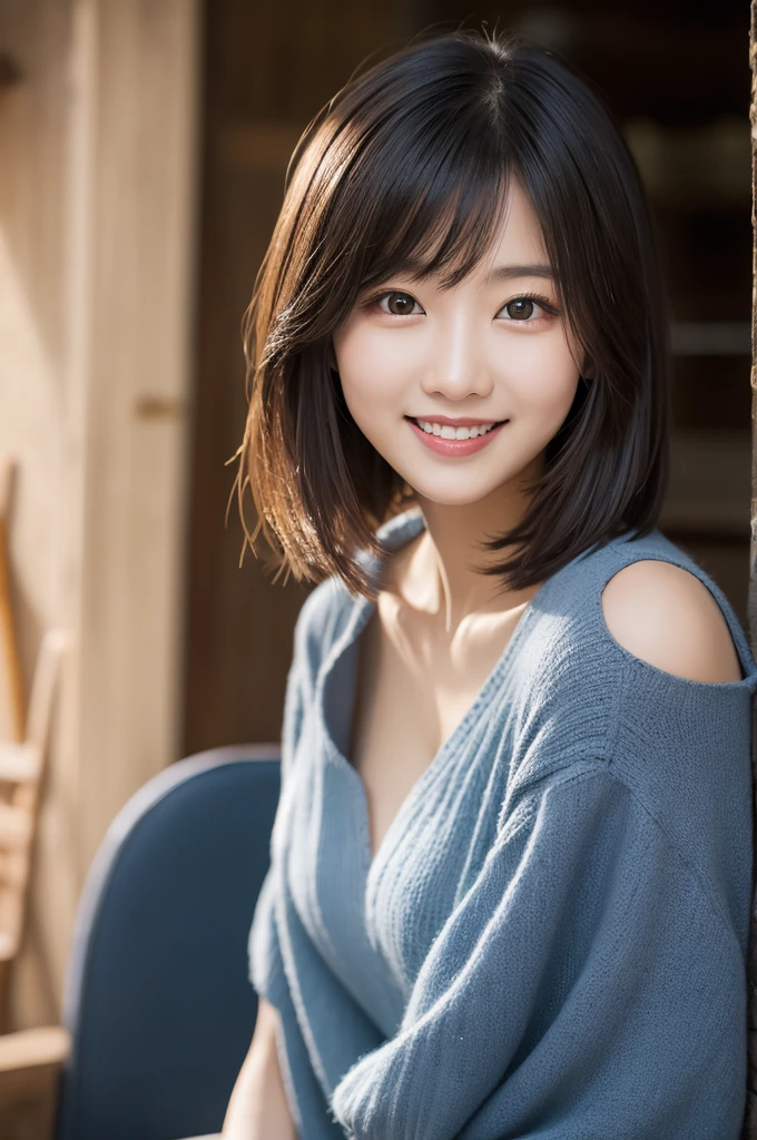 8K, Ultra-high resolution, Highest quality, masterpiece, 三分割法によるphotograph,Surreal, photograph, 1 Girl, (16 years old:1.3), pretty girl, Cute face, Beautiful eyes in every detail, 細かくdetailedに,masterpiece,, One Girl:1.2, Japan Female Announcer,whole body,Teenage Girl, Wearing only a grey cropped shirt with sleeves and flesh-coloured thong panties, Functional, With a sleepy look and a half-smile,,detailedな顔と目, Beautiful lip detail, 非常にdetailedな目と顔, Long eyelashes, Portraiture, 非常にdetailedな, Warm lighting, Soft Focus, Cinematic,Functionalな,A carefree smile,Heal the heart,Black Hair,Short Bob,Looking at the audience、beauty,Long neck、Laugh a little、Please close your mouth and laugh、(((Ideal body type))),A cup small breasts :2,、Portraiture:2、Perfect Anatomy、鮮明なdetailed、detailed、Surreal、Light and shadow,Strong light