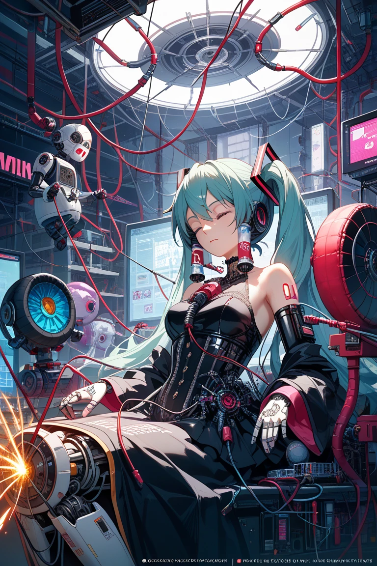 anime girl sitting on the ground with a bunch of wires, perfect android girl, anime mecha aesthetics, Anime robots and organic matter mix, mechanical aesthetics, Best Anime 4K Kona-chan Wallpaper, Digital Cyberpunk - Anime Art, digital cyberpunk anime art, fully robotized!! girl, mikudayo, android heroine, cute cyborg girl, cyber suit