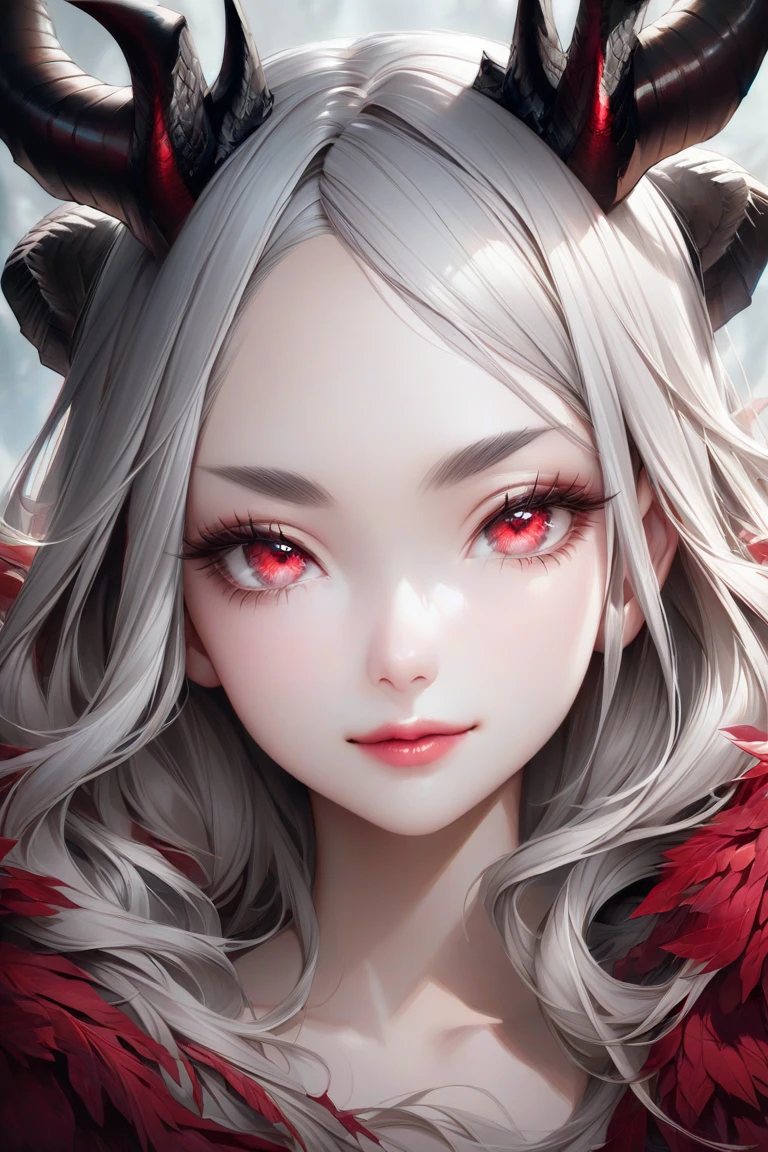 a painting of a woman with horns and red eyes, demon girl, demon woman, with red glowing eyes, horns and red eyes, beautiful succubus, portrait of a female demon, succubus, by Gerald Brom, portrait of demon girl, by Bastien L. Deharme, by Jeffrey Catherine Jones, inspired by Jeffrey Catherine Jones