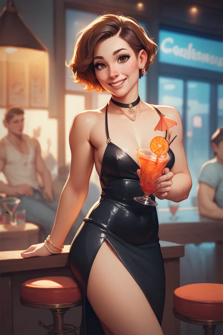 1girl, beautiful megara barista,cafe, hot coffee,cappuccino \(drink\), purple dress, tavern, smile, blush, sunlight, particles, steam, volumetric lighting, best quality, masterpiece, realistic <lora:sxzMegaraDisney_megara:0.8>