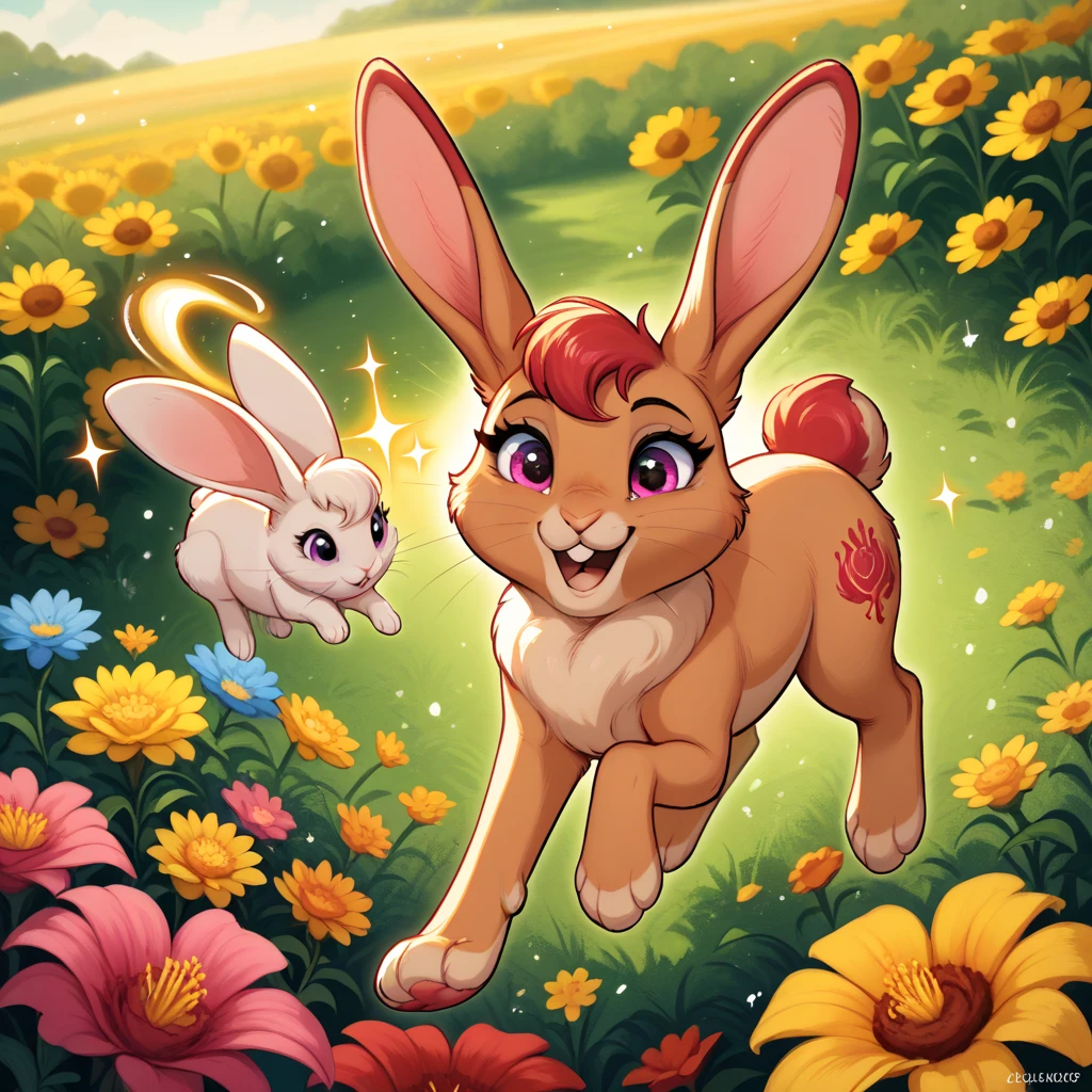Adorable rabbit magic chirps in golden cayenne