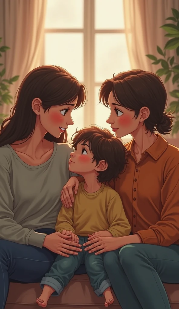 Mom smiled and replied:
- Sometimes adults may fight, but that doesn't mean they don't love each other. They may be tired or upset. It's important to remember that love doesn't disappear because of a fight. Adults can solve their problems, and you can just be kids and play.
Petya, wiping his tears, said:
- So it's not my fault what happened? I can just be myself?
Vanya's mom stroked Petya's head affectionately and said:
- That's right, Petya, it's not your fault. If you are scared or confused, you can always talk to your mom or dad. They will help you understand and calm down. You guys are not responsible for what adults do. It's their business, and you just stay kids and enjoy your time.
Vanya, hugging his mom, said:
- Thank you, Mommy! I will remember that it's not my fault if adults fight. I just want to play and be happy!