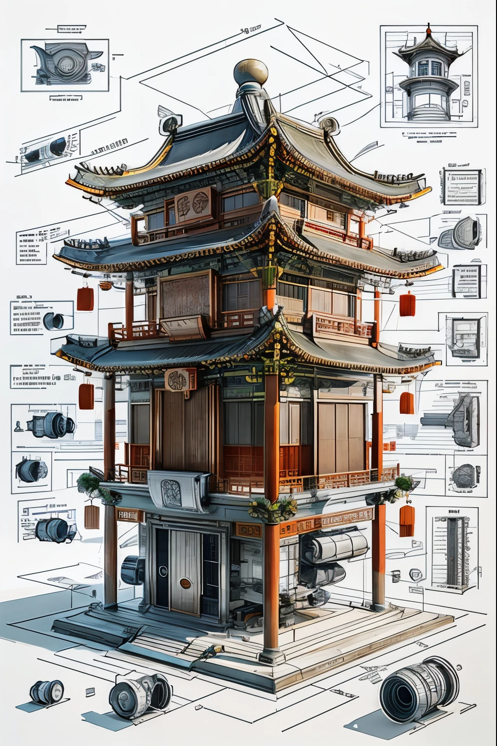 TheBlueprint,chinese_building, simple_background, break_apart