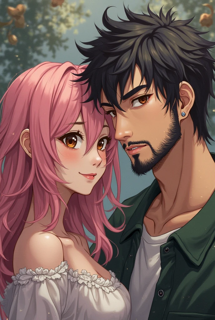Anime couple husband and wife、Rough Chest Tank Top、Nipples