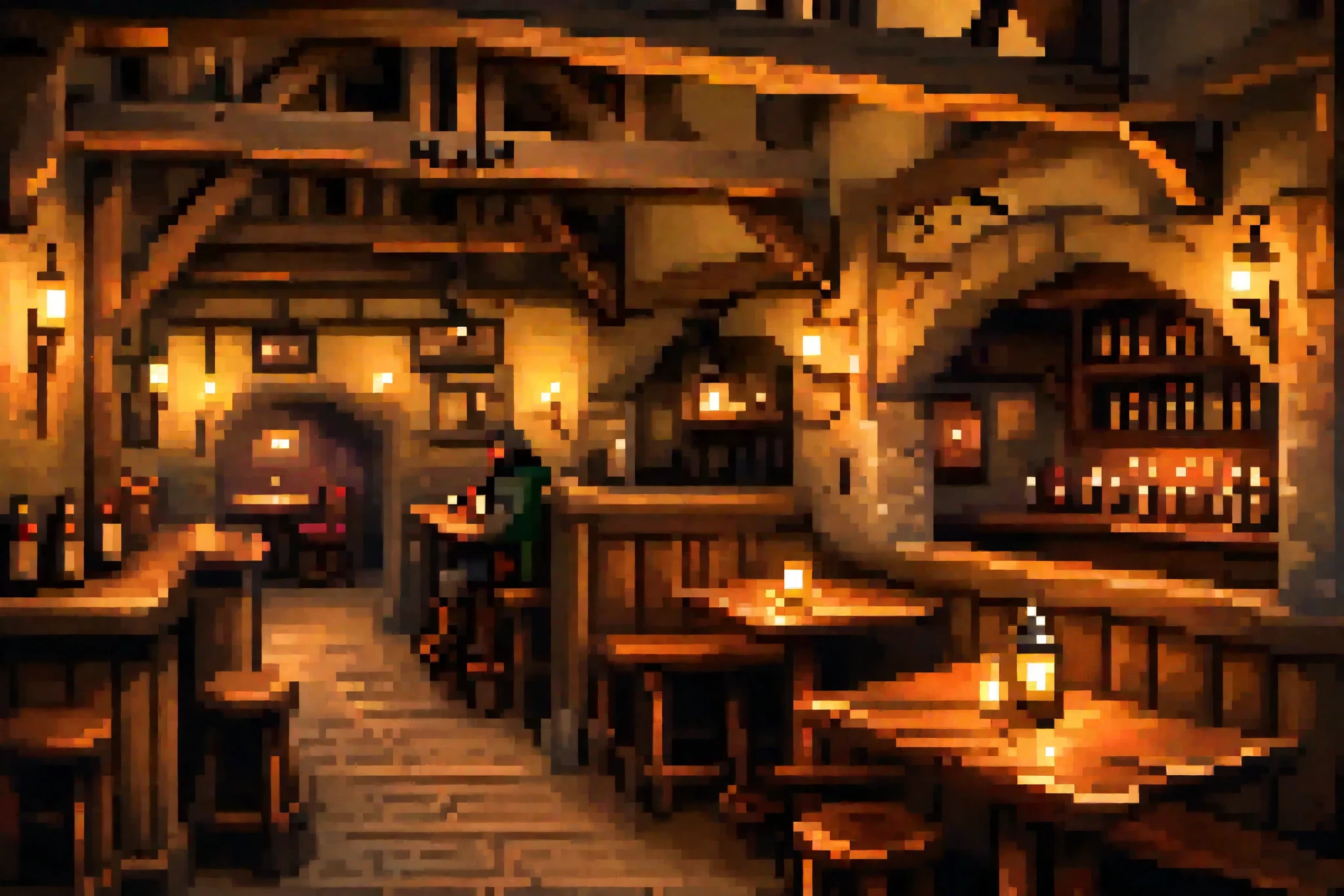 pure landscape ,Pub, Middle Ages ,Mood Lighting,indoor。