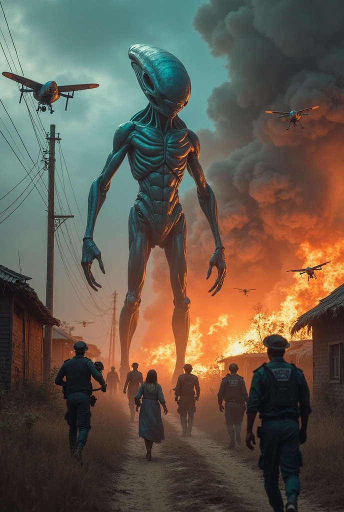 Apocalypse with ET destroying the earth 