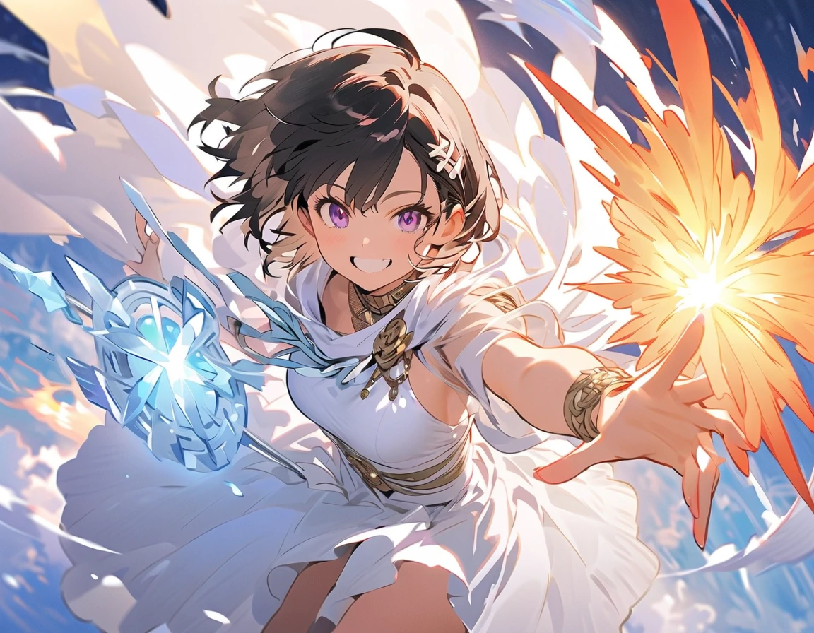 score_9,score_8_up,score_7_up,masterpiece,best quality, source anime, realistic, super detailed, extreme detailed, rating_safe,
1girl, Magical Girl, magic spell pose, Blizzard Magic, cowboy shot,
BREAK girl, 22yo, short hair, bob cut, (blunt bangs), black hair, (tareme, detailed cute brown eyes), curled eyelashes, (large breasts:0.9),
shiny hair, beautiful detailed eyes, beautiful face,
serious, :O,
Magical Girl costume, magical effect, 