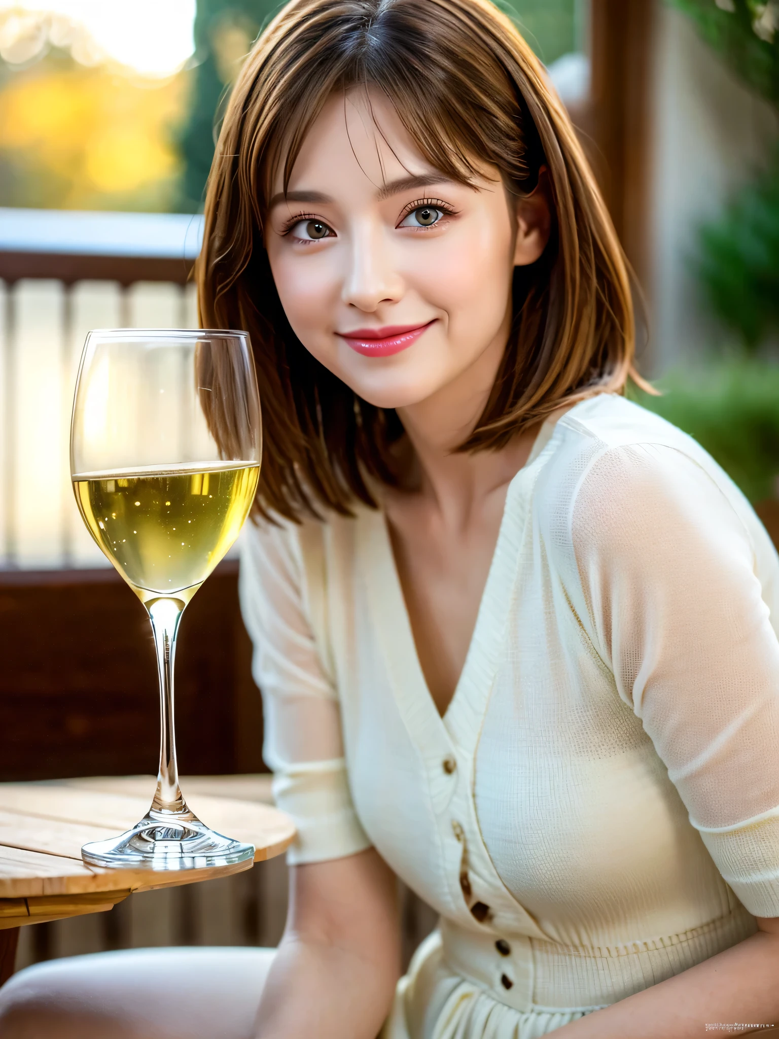 ((Highest quality、8K、masterpiece:1.3))、slimカップル、Pink rubber、modelカップル、(Realistic, Intricate details:1.2), full-course dinner、Wine Party、Amazing view of the sunset sky and clouds、A bright smile、The wonderfulness of smile、Bright image、The beauty of wine, Beautiful Face, blue eyes, The light shines on your face, Blushing, short hair,Bright Face、 (Age 37), 39 years old, red wine 、Appetizers、Italian food、Wine bottle、Champagne、sparkling wine、Two beauties、Brown Hair、Shortcuts、Long sleeve shirt、dress、Beautiful woman 1, (slimな顔), (The body is slim), (Brown Hair), (Shortcuts), cheeks turn a little red,Attractive beauty、restaurant, In a prominent place (From the waist up) Nova Frog Style, actress, model, Upper Body, White wine, slim, wine glass, 中央に置かれたwine glass, smile, (smile: 1.15), Beautiful fine grain, Depth f/2,saturation, High Contrast, Strong light and shadow,Moist Body:1.5、3D texture、Delicate eyes、Brown Hair、The hair is very shiny、