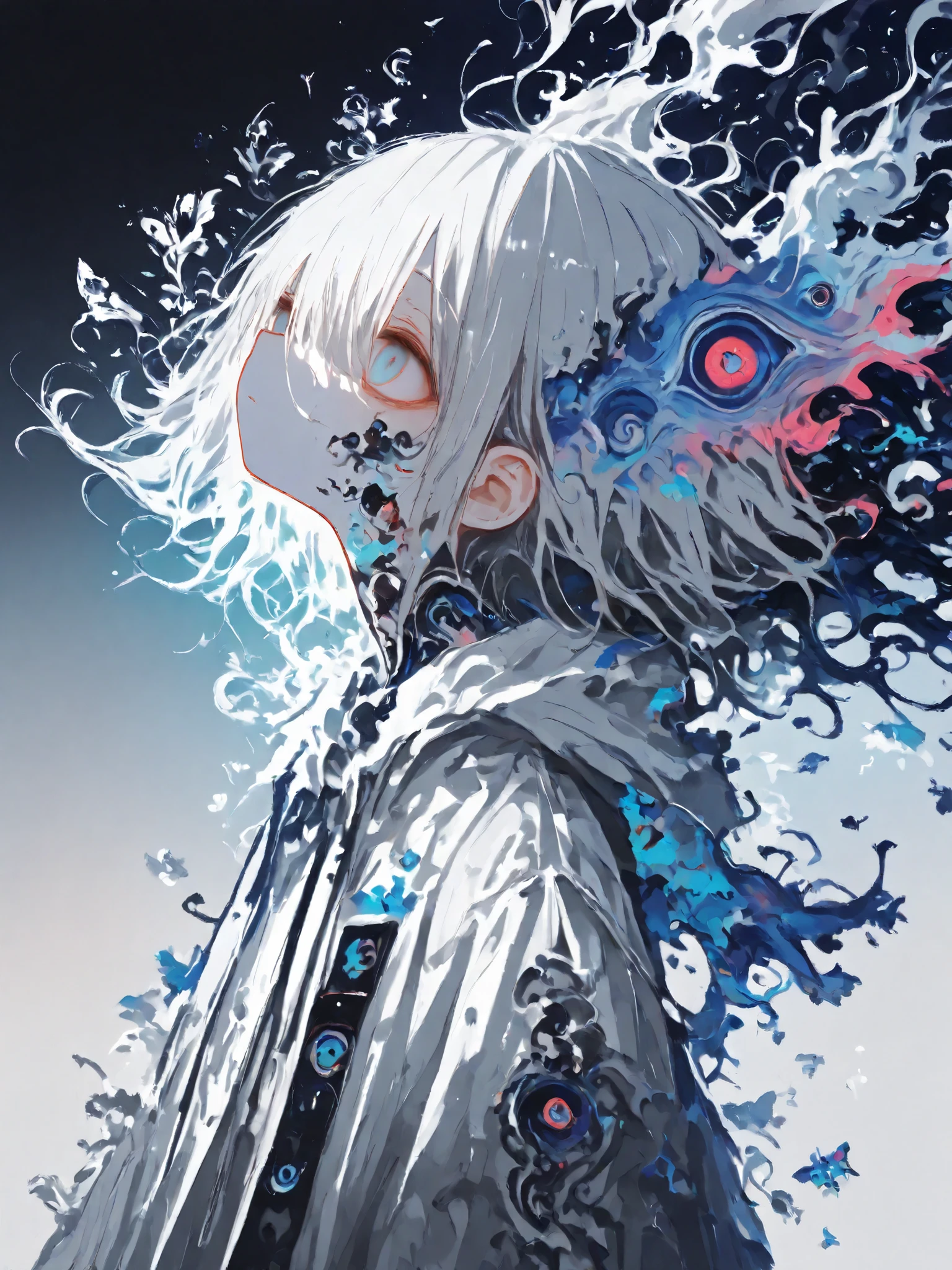 illustration, best quality, dramatic lighting,r17329_illu,usnr,Surrealism,Impressionist lighting,best quality,1girl\(hzk\),solo,gentle glow, gradient background, gray and soft blue and soft pink,best quality,magical realism style
