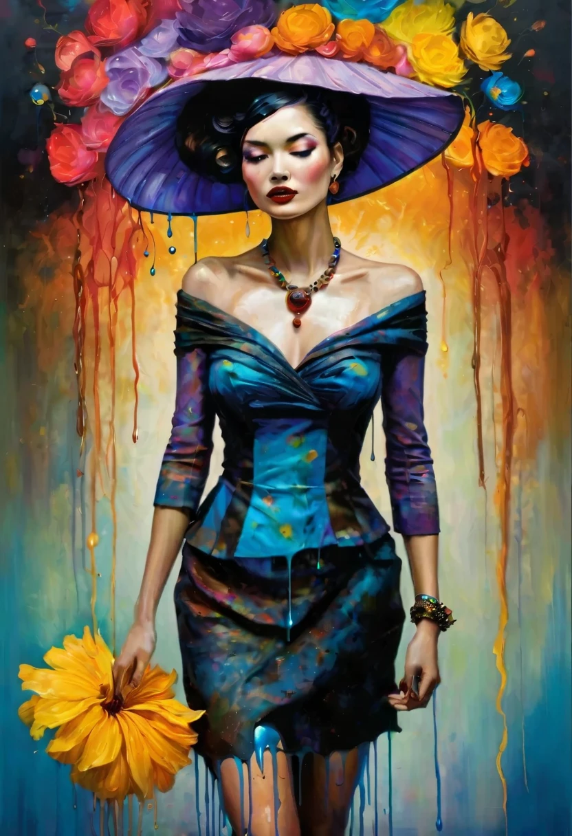 (Artistic Masterpiece of Romantic Life) ( (Themed Art of Life) ( (Conceptual Art) (NFT Exclusive) (Fauvism Work) ()”) Where visual poetry transcends traditional boundaries and embraces the dynamic interplay between creativity and technology Takes),dripping paint,darkart,style, in the style of esao andrews