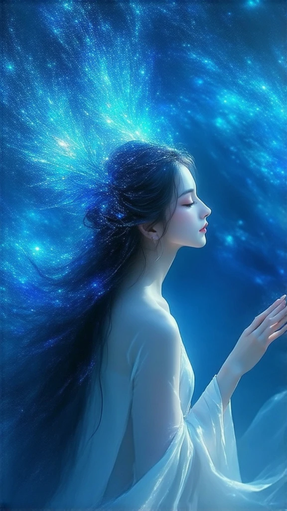 A dreamy depiction of a melodic singer serenading amidst a cascade of enchanting musical notes.