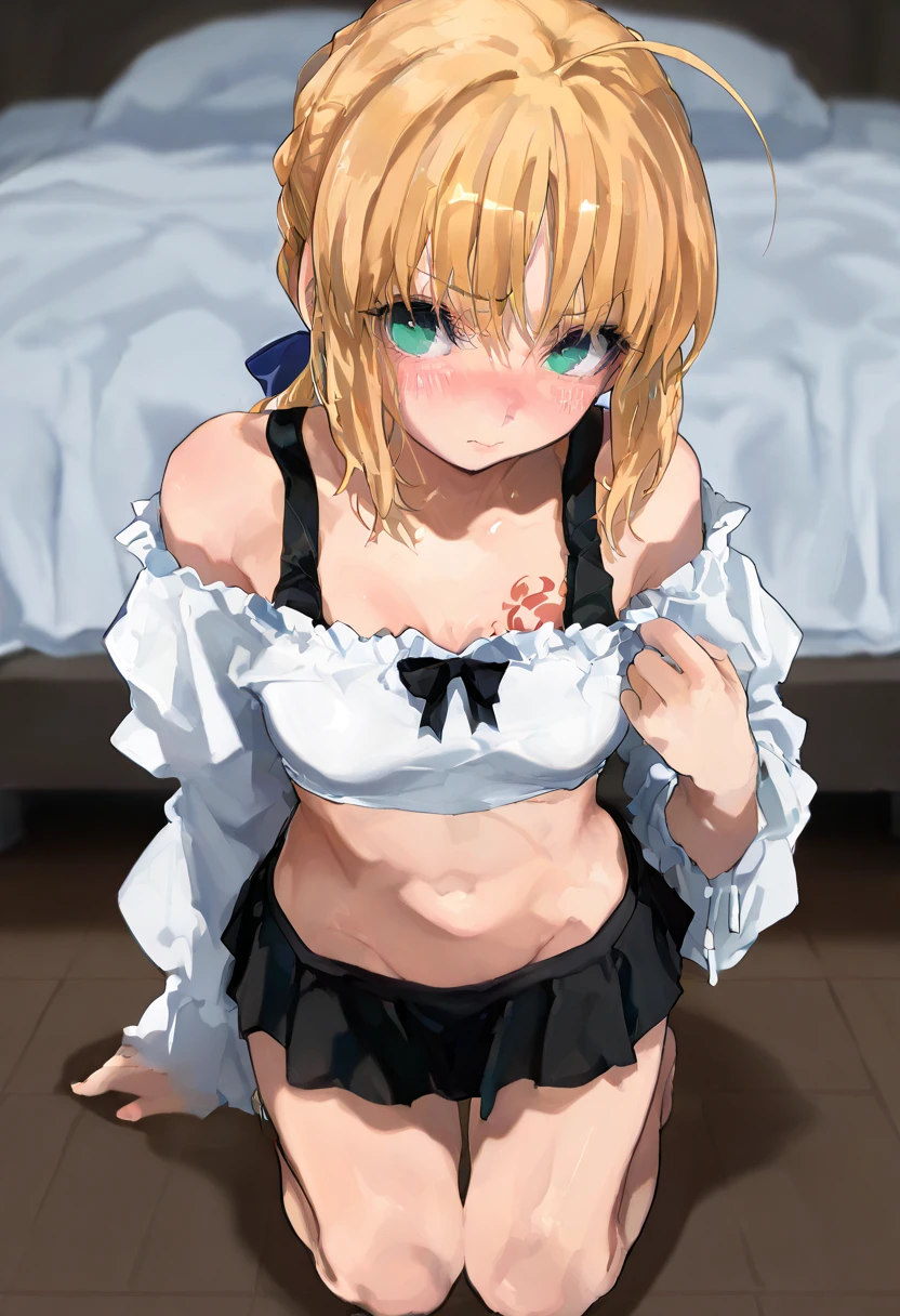 nsfw,Kagamine Rin、standing position、crying face、vaginal 、micro bikini、Hands on your stomach、Heart mark in hand