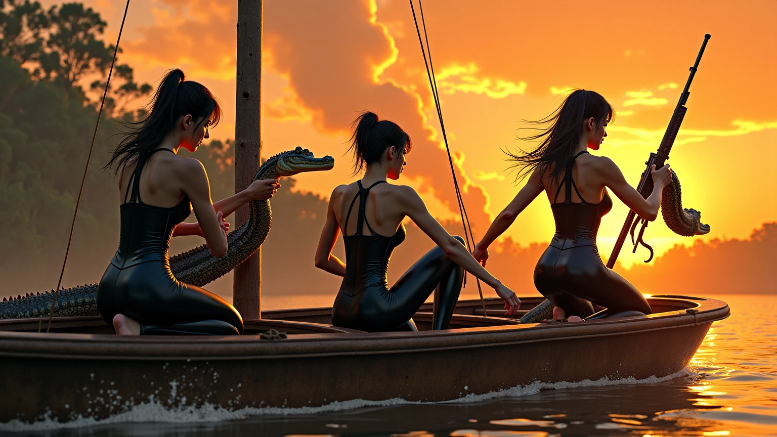 (there are a naked greek woman hawking and archery in river, naked, fullbody, deer, bow, archer, deer, bow, river white hair, hairy torso, fantasy, intricate, elegant, highly detailed, digital painting, artstation, concept art, smooth, sharp focus, illustration,