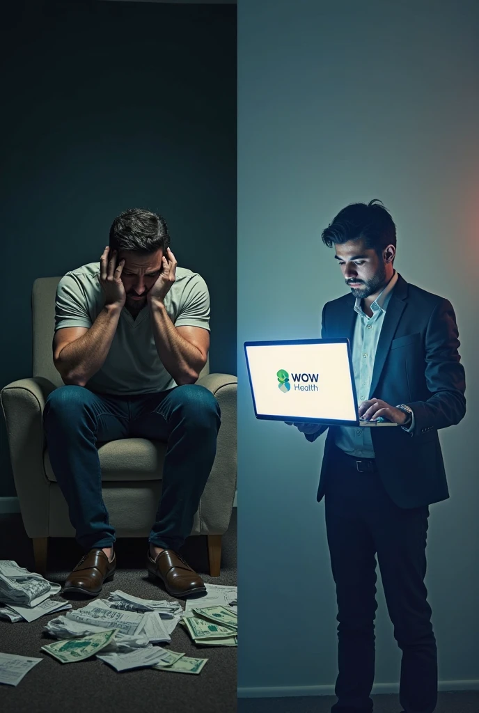 A split-screen composition featuring the same man in two different ...