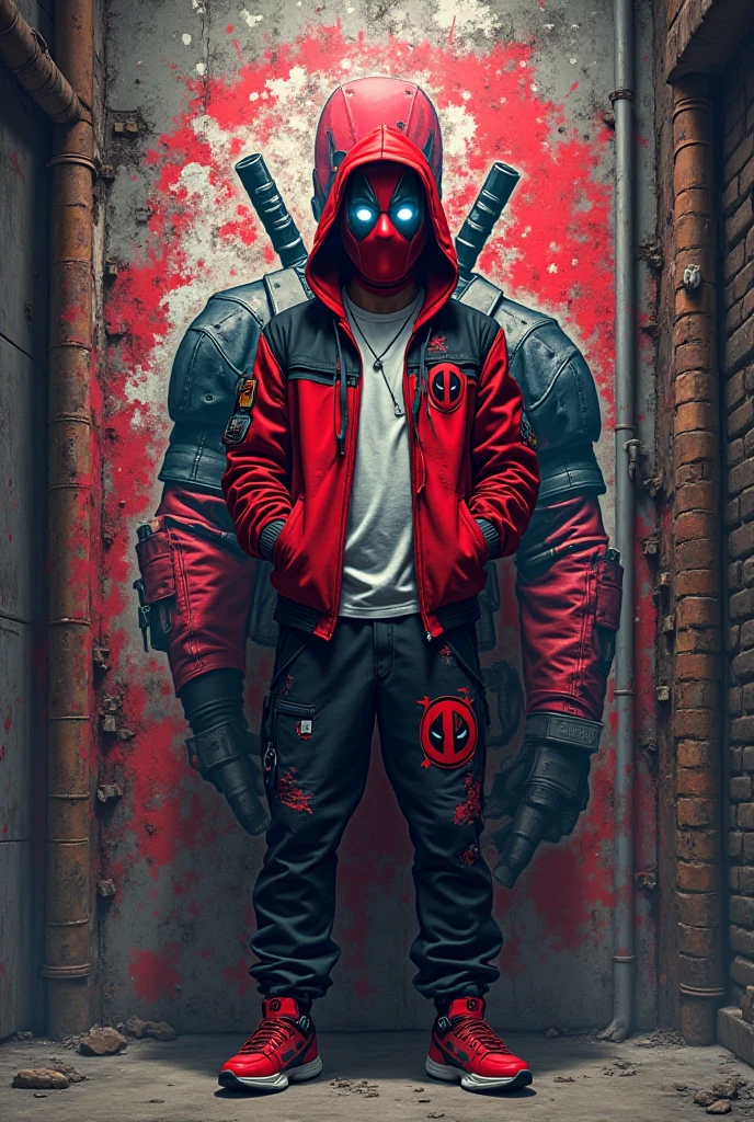Deadpool wearing black oversized t shirt