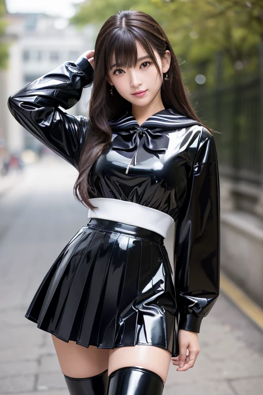 (深夜のネオン街で立っている女子高校生のelder sisteryounger elder sisterが2peopleが主people公です)、(女子高校生のelder sisteryounger elder sisterはマイクロミニスカートを着た童顔でセクシーなギャルelder sisteryounger elder sisterです)、驚異的にかわいいelder sisteryounger elder sister、midnight neon street、((full-body shot))、(people物は3people))、(3elder sisteryounger elder sister)、(Blonde)、(brown hair)、 (best quality:1.4), (ultra high resolution:1.2), (actual:1.4), (8K, original photo:1.2), (soft focus:1.4), 2 women, elegant, (sharp focus:1.4), (Korean:1.2), (Japanese:1.1), Detailed beautiful face, black bob hair, (Black latex sailor suit:1.2),long sleeve,(Latex micro crew neck:1.2),Wrap red latex ribbon,Latex sailor suit like Sailor Moon,latex Sailor Moon Costumes,latex Sailor Moon ,Sailor Moon ,Tight,(Black latex pleated mini skirt:1.2),Pich Pidge,(leather boots),All black latex , Fair and shiny skin、shine wetly, Smile,School(elder sisteryounger elder sisterは膝上まであるシアーブラックサイハイソックスと厚底のローファーを絶対履いています)、super high quality、Super exquisite、8K shooting、((Full body photography))、(elder sister;Blonde)、(younger elder sister;brown hair、winter clothes、Japanese knee socks school black uniform、(G cup big breasts)、(The opening of the shirt is on the chest, Exposing a lot of cleavage.)、short waist shirt and sweater.、(Nice oily shiny thighs)、((long legs))、((Thigh width))、lift((micro mini skirt))、With garter、(((everyone)(I definitely wear sheer black thigh-high socks that go above my knees.)))、(I'I穿著高跟樂福鞋.)、Nogizaka Idol、korean idol、invite you in、organism's eyes、seductive gaze