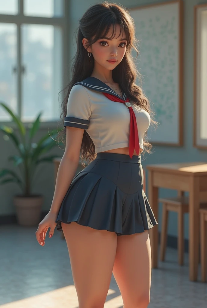 Give in school dress thick thighs gril