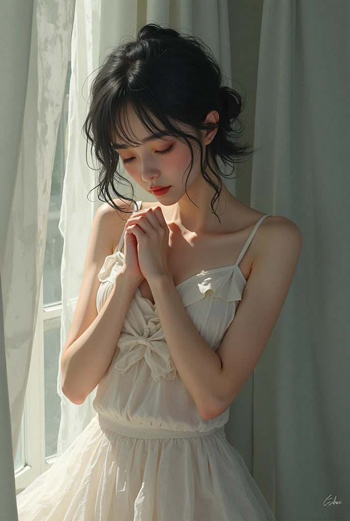 Self-inflicted woman stretching her hands to pussy anime