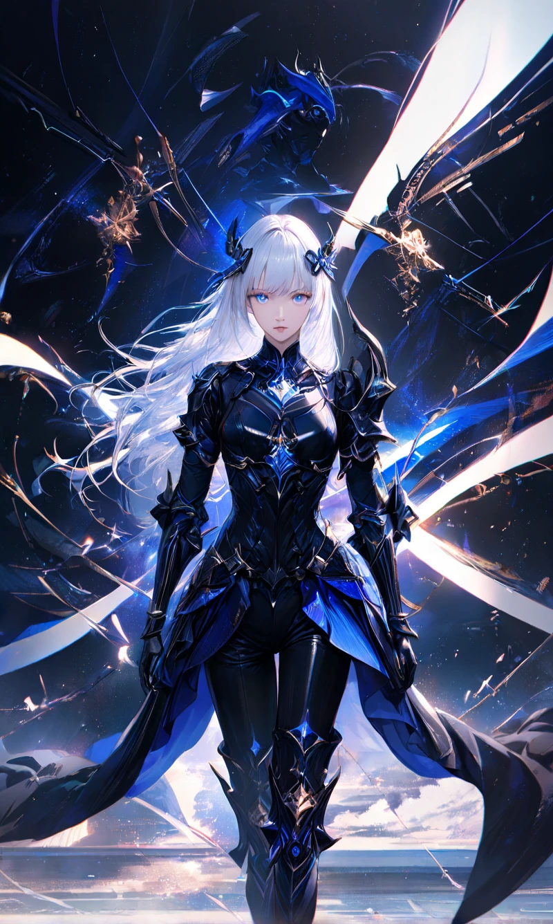 Anime realistic and complex perfect beauty detailed face, Detailed sharp galaxy glowing eyes, (((from face to waist:1. 2))), (((Slender beauty))) ((very detailed & Complex Dark Dragoon Rose Knight Armor)), masterpiece, 4k, wow perfect body,(lie:1.3)