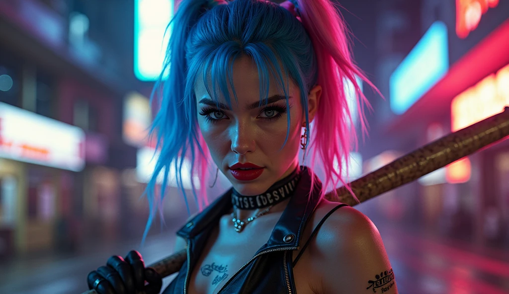 swpunk style synthwavedrunken beautiful woman as delirium from sandman, (hallucinating colorful soap bubbles), by jeremy mann, by sandra chevrier, by dave mckean and richard avedon and maciej kuciara, punk rock, tank girl, high detailed, 8k