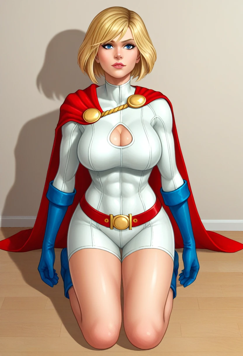 sitting, (masterpiece:1.2, best quality:1.2, beautiful, high quality, highres:1.1, aesthetic), detailed, extremely detailed, ambient soft lighting, 4K, perfect lighting,
CARTOON_DC_powergirl_ownwaifu, www.ownwaifu.com,
breasts, blonde hair, blue eyes, large breasts, short hair, lips, thighs, makeup, lipstick, muscular, muscular female, thick thighs, huge breasts, red lips, groin, curvy,
cleavage, cleavage cutout, clothing cutout, superhero, belt, blue gloves, red cape, white leotard, highleg leotard, highleg, loose belt, turtleneck,
<lora:CARTOON_DC_powergirl_ownwaifu-15:0.8>