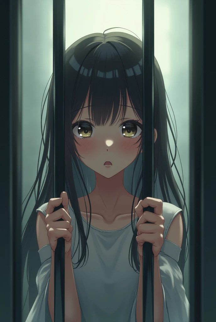 Anime girl prisoner chained sad