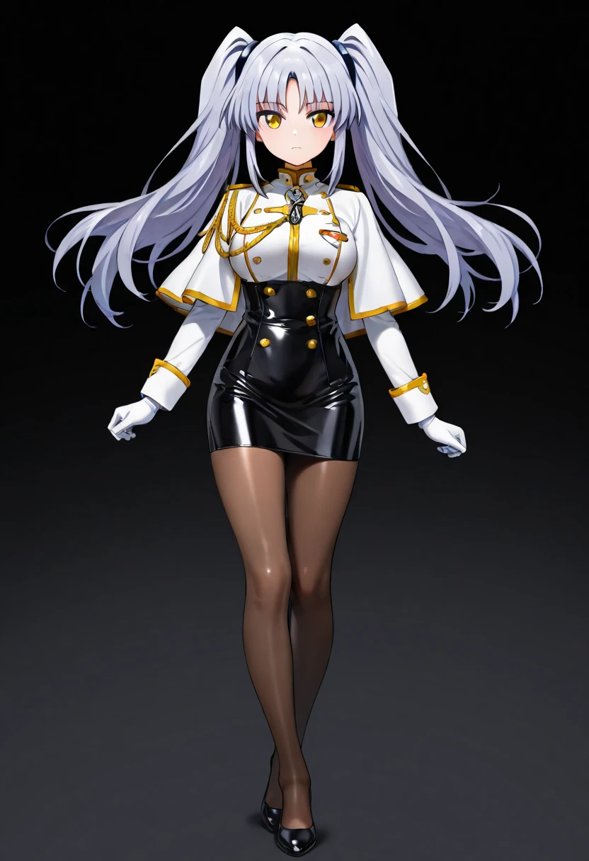 (1girl:1.2),(solo:1.2),masterpiece,best quality,highly detailed,best quality, ,highres,extremely detailed wallpaper,third-party edit,angry expression,black silk bodysuit,long white hair, (Dynamic poses), Anatomically correct:2,jacket,hand on waist,realistic,smile,cute,beautiful,3d,Skin Texture,movie level lighting,Depth of Field,Complex neurological background,Interweaving of light and shadow