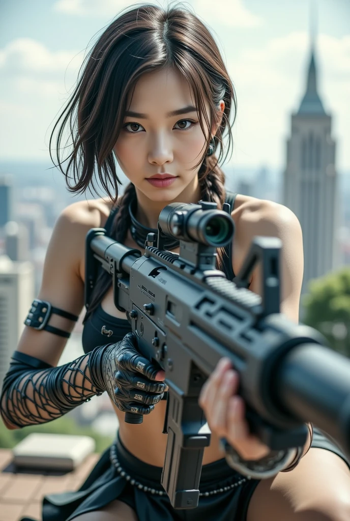 High detail color cartoon photograph of mai shiranui from league of legends with a large gun, star guardian outfit, on the subway, messy hair, soft natural lighting, 8k photograph, shot on gopro, instagram selfie, smooth skin, sexy pose, tummy focus, film grain, pixar, crop top, navel, t shirt, cool jacket, sailor suit, sneakers, (thick thighs), pretty face, blue eyes, ponytail, smooth tummy, art by wlop, art by final fantasy, art by kim possible, arms behind back, gigantic ass, from behind <lora:microwaist:1.3>
