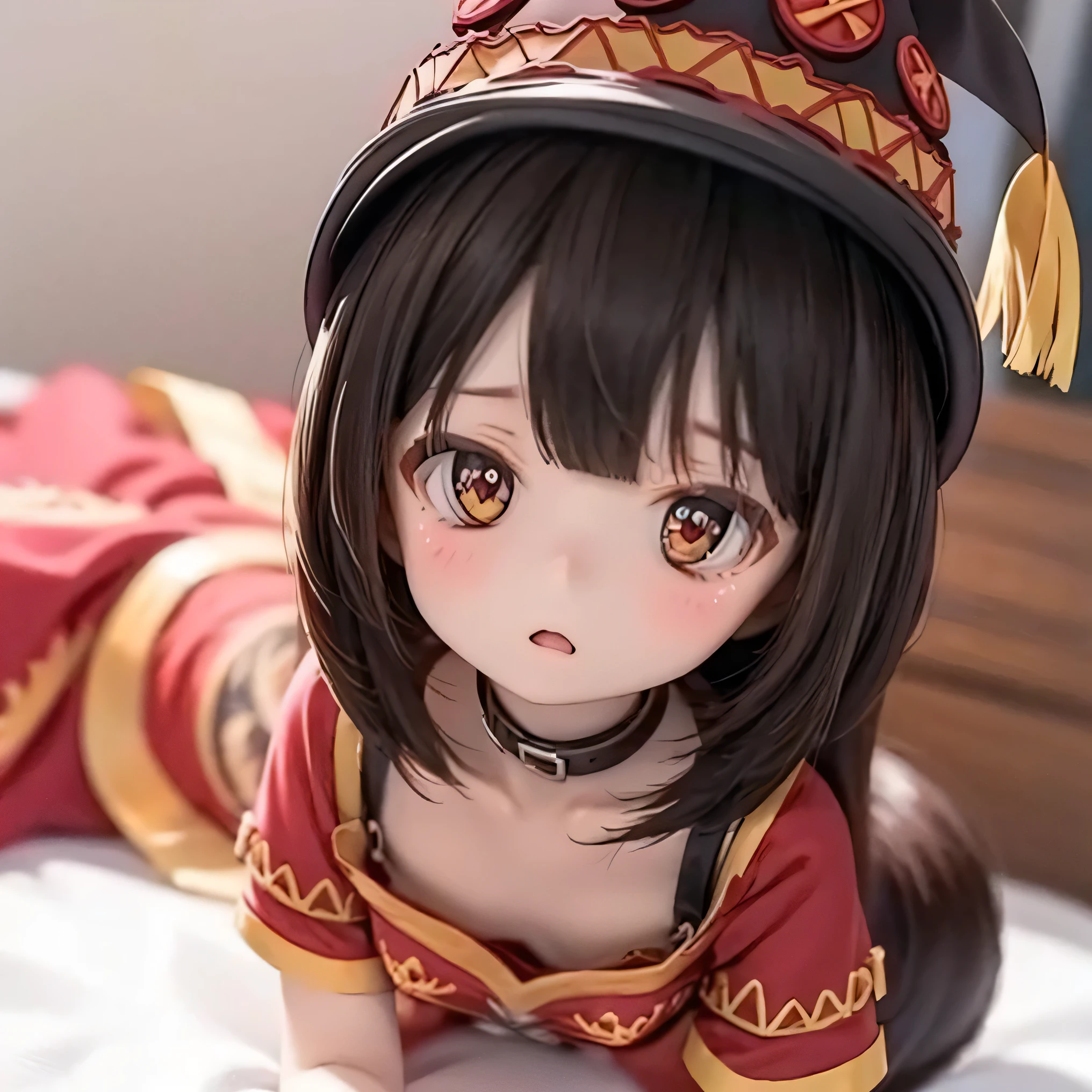 ちび Contrapposto Big Hat Flat Chest Megumin Girl Photorealistic、ちび、ミニ