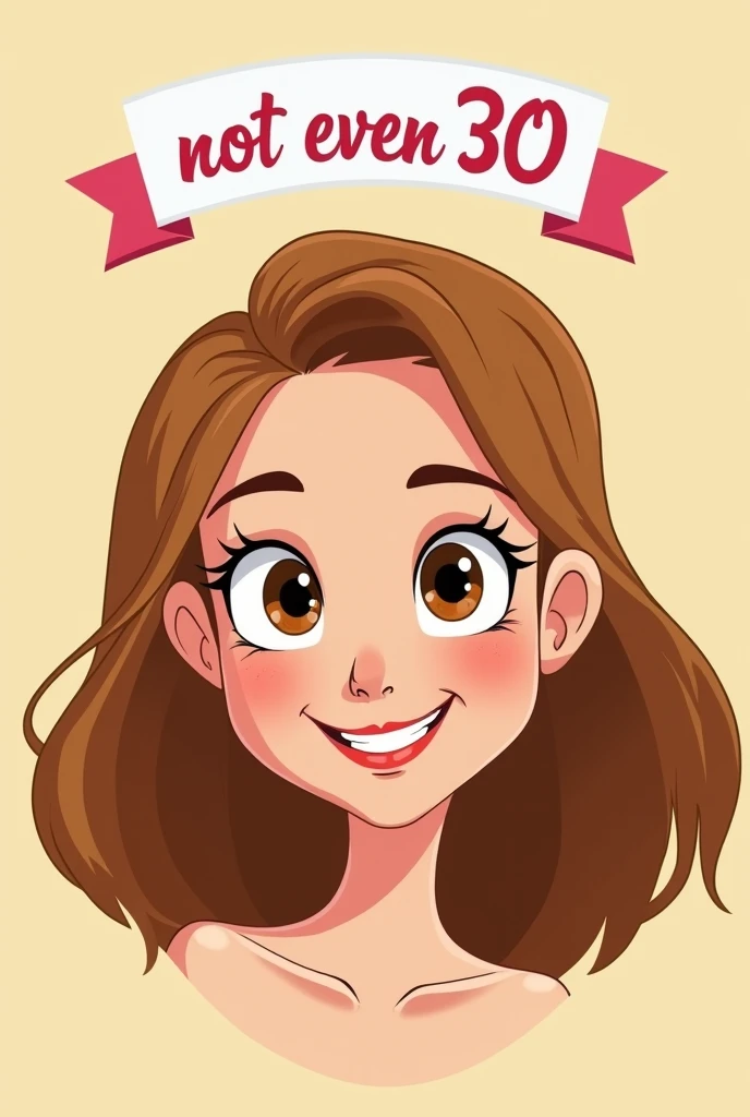 An animated logo of a 19 year old dark red haired girl, pretty eyebrows, straight teeth, very thin lips, long nails, brown skin, dark brown eyes,with black eyeliner, blushing cheeks,CABELLO LARgO rostro no tan delgado, small bust, crossed arms with initials below, estas iniciales h.n.g.h. in capital letters put them together as a logo