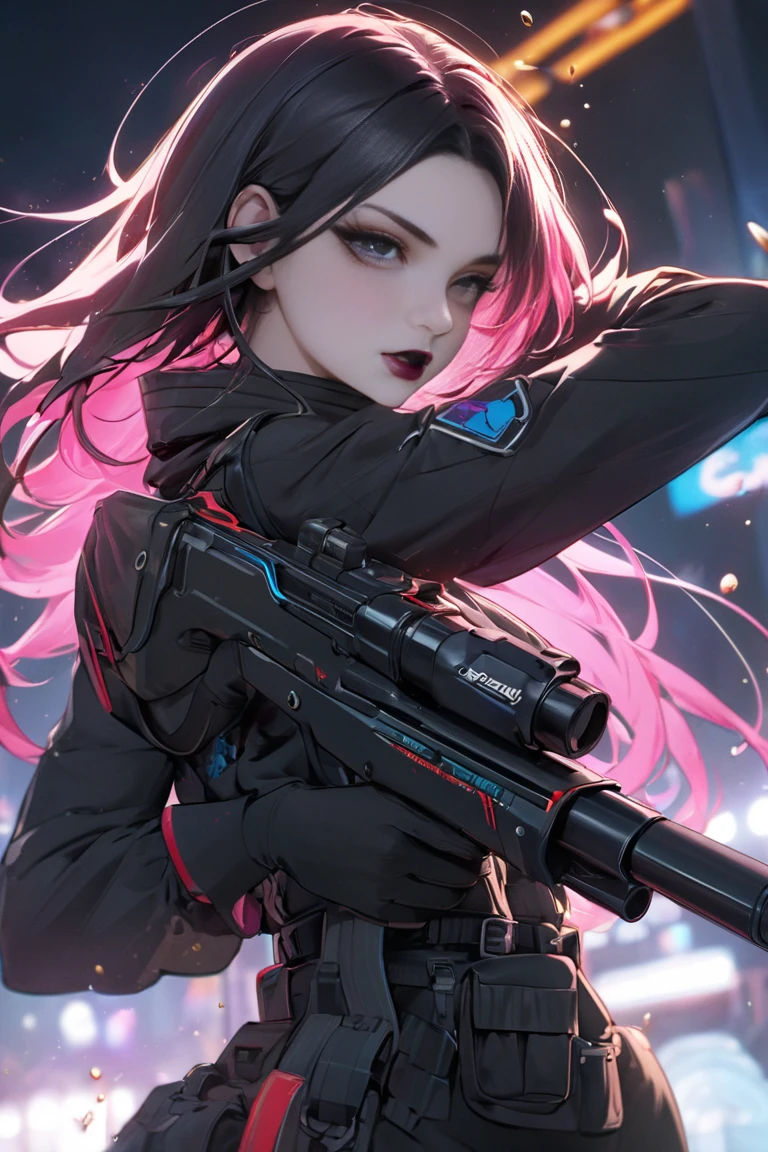 NSFW,uma ciborgue feminina,arranged Posando,Doujin,elegante,,peituda,Pelos pubianos cor-de-rosa,Glamour,tom de cor rosa,psychedelic costume,blindado,A Cyberpunk distopian girl,fantasic distopia,distopian scape,Bladerunner,Fantasma na Concha,fotorrealista,Colorful psychedelic tom,Posando,armado,Armas,armas,master part,circunstanciado,8k,Dramatic,cinemactic,distopia