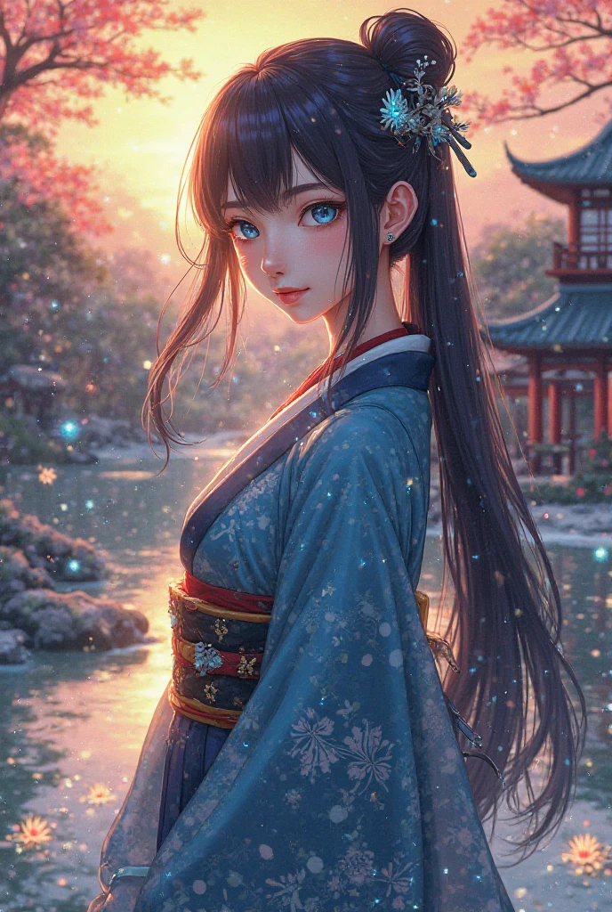 (masterpiece、highest quality、highest quality、Official Art、Beautiful and beautiful:1.2)、(One girl:1.3)Hatsune Miku、Twin tails,Beautiful breasts,highest quality, Tabletop, High resolution,, One Girl, Detailed face, (Upper Body:1.6), Cyber City, Mountains and Rivers, night, Firefly Light, Realistic, Lots of details, (White Hanfu:1.2), (Beautiful body:1.4),
