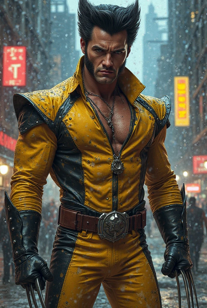 Criar umas imagens
Actor Hugh jackman wolverine as wolverine Year 2099s from X-Men's filmed by ZackSnyder, wolverine dress traje semi rasgado , fighting against thugs X-men Full body , traje rasgado semi Pearl yellow black neon-infused psicodélic fragments splash Snowflakes X-shaped stripes raytracing fashion Week , variant angles, captured with award-winning photography technique, cinematic, dark environment, bokeh, grainy, urban-xmen setting, blurry, IMAx, filmed with Kodak portrait 400, 200mm, f2.8, high resolution, teal filter.Adicione efeitos com chuva, e. Novas cores e trajes diferente em cenas imagens feita,
