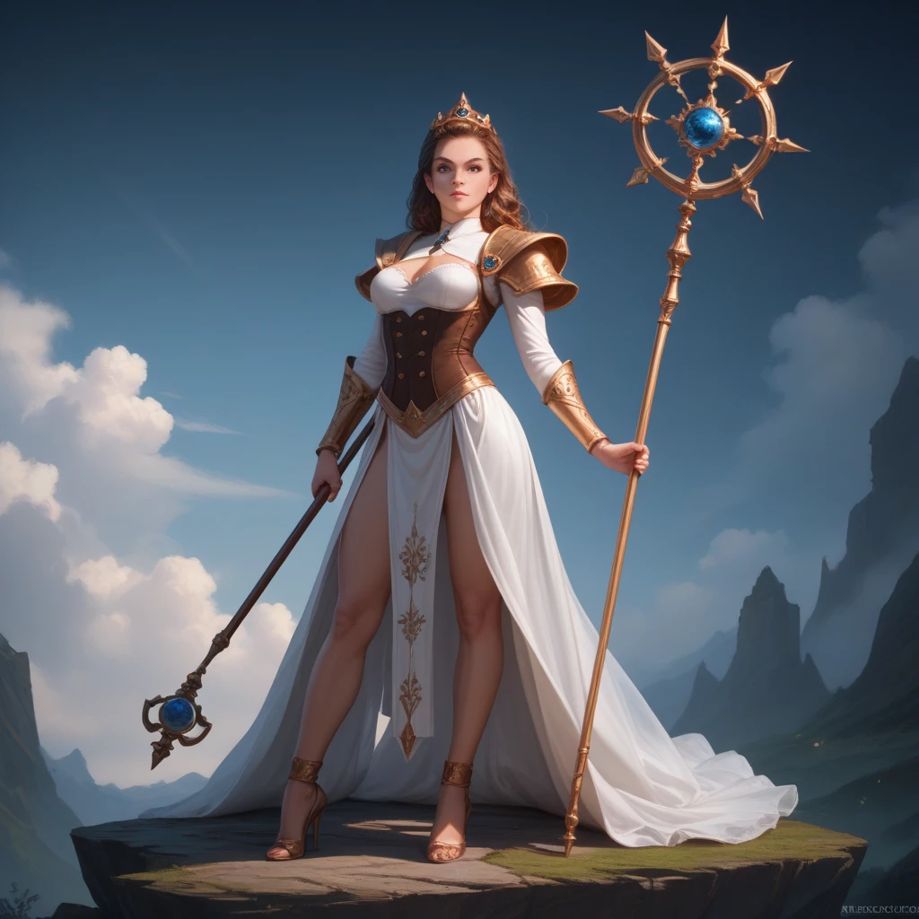 mage woman tall crystal staff rpg game erotic stone castle fun