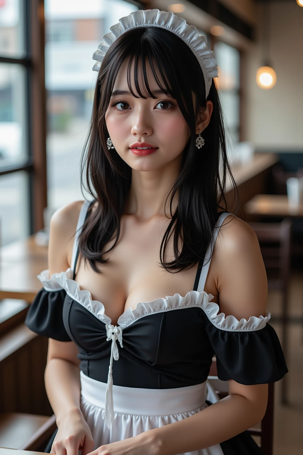 1 persons (Rose) (Rose) (Rose) (Rose) (Rose), (two male, masculine1.2), Kawaii Girl, famous Japan idol, Charming, NSFW,, 、、、、、、、、 A sexy, hetero、、、、、、、、、、、,,,,,,,,,,,,, toppless,,,,,,,,,,,,,,,,,,,, ,,, ighly detailed, (Larger: 1.4), cleavage of the breast, , Realistic body, Short, bright skin, shinny skin, Slender figure, good physical shape, A dark-haired, (Twin-tailed: 1.2), (hair wavy: 1.2), (bangss: 1.2), A smile、、、、、、、、、、、, barechested, cute little, 年轻、、、、、、、、、、、,cute  face, Clean face、real  face、makeup,,,,,,,,,,,,powder blusher、beautifully detailed eyes、drooing eyes、roundly eyes、(beautiful tbig eyes:1.2)、Large black eyes、Beautiful clear eyes、eye make up、eyeshadows、二重まぶた、tear bags、(White twine:1.2)、a choker、耳Nipple Ring、jewely、(Hair Ribbon:1.2)、Look at viewers、cowboy  shot、orientation、dynamicposes、is standing、front-facing view、cafes、coffee shop、 a bar counter, Protruding areola, Turning backwards, s ass, cute little、Face like a doll、Lady、ｔUnderpants、Sexual attraction、Big eyes、large full breasts、Thin constriction、big butts、Crowded、Sukesuke underwear、erotick、A sexy、8 Head Body、styles、modeled、Beautiful balance