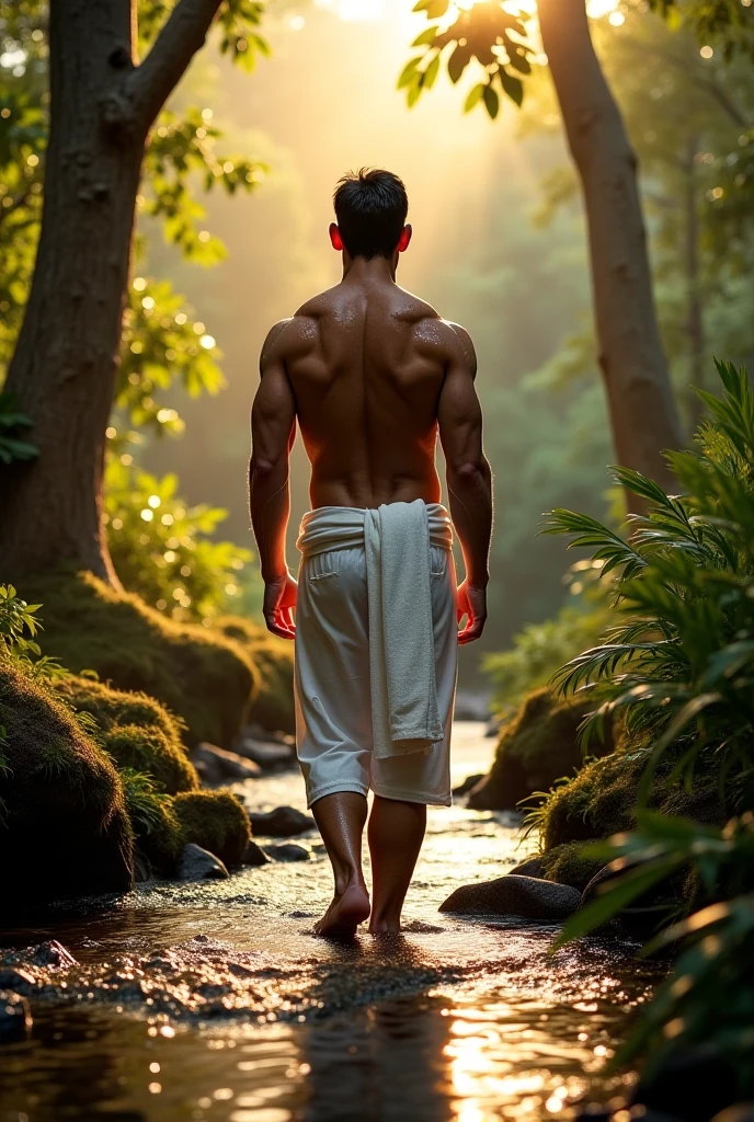 (Highest quality:1.5), (masterpiece:1.5), (8k:1.5), (jungle:1.1), (1 man:1.1), On all fours, (Completely naked:1.1), 50 years old, (Asian people:1.1), (short combed-back hair:1.1), (Anguished expression:1.2), penis, (shoot from side:1.2)