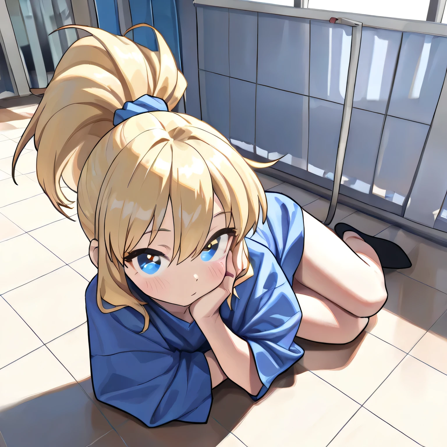 (solo, full body photo:1.3), (action packed:1.3), best quality, 1woman, (cute), (24yo:1.2), (masterpiece, sidelighting, finely detailed Fashionable eyes: 1.2) (perfect oval large eyes that gazes at the viewer), beautiful face, blue gorgeous perfect eyes, (blonde hair ponytail), (attractive young woman:1.3), (thick amazing hair), (seductive:1.1), (blushing:1.1)